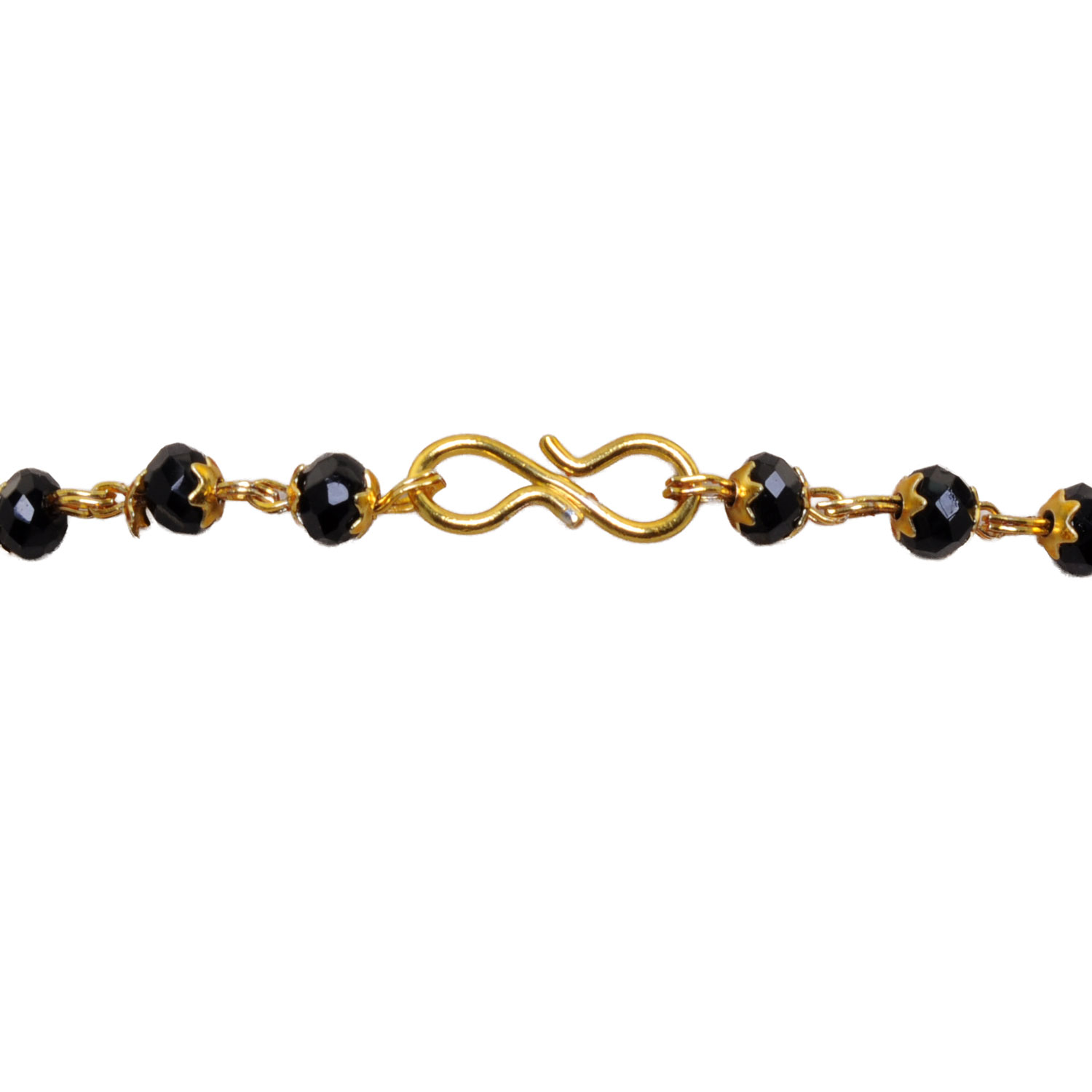 Black onyx Color Cubic Zirconia Beads Necklace (Gold Plated) - Image 3