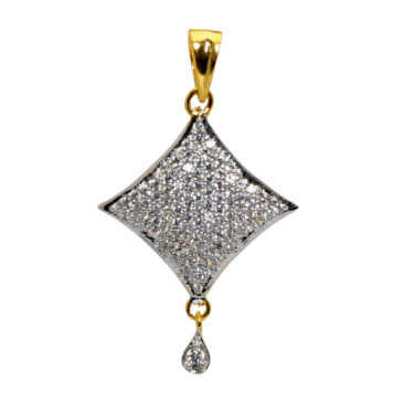 Cubic Zirconia Studded Square Shape Pendant & Earring Set