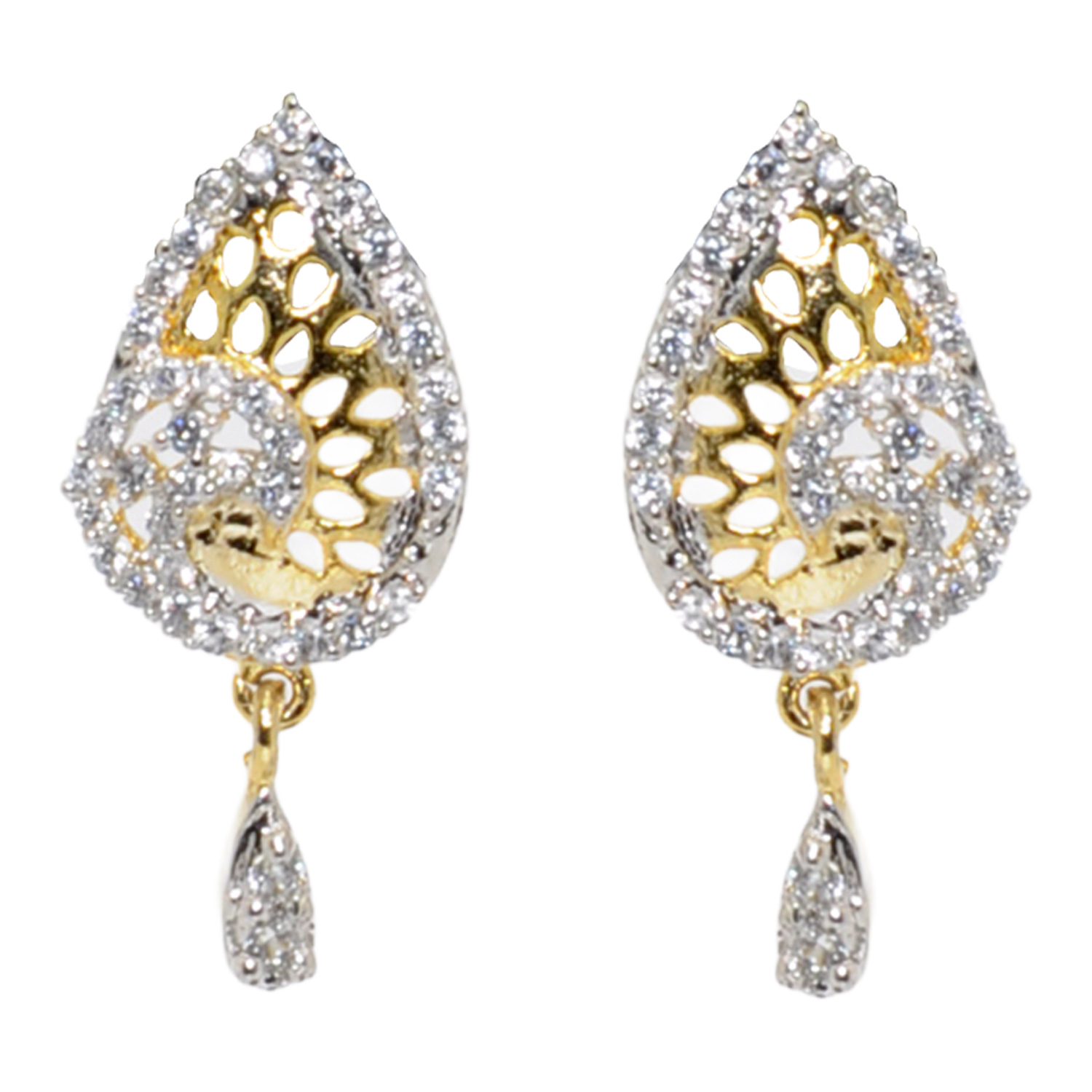 Cubic Zirconia Studded Pear Shape Pendant & Earring Set - Image 4