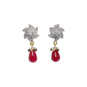 Gehna Jaipur Cubic Zirconia & Ruby Studded Earrings For Girls & Women FE-1422