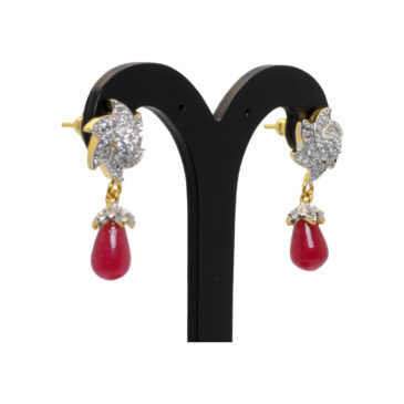 Gehna Jaipur Cubic Zirconia & Ruby Studded Earrings For Girls & Women FE-1422