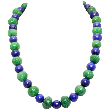 Emerald & Lapis lazuli Gemstone Beads Necklace