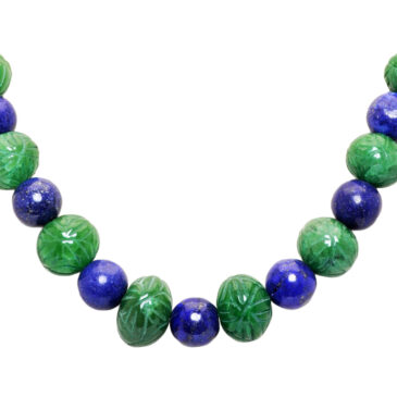 Emerald & Lapis lazuli Gemstone Beads Necklace