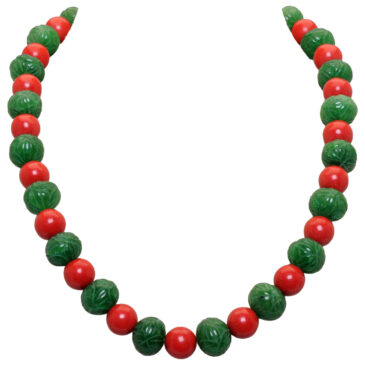 Emerald & Jasper Gemstone Beads Necklace