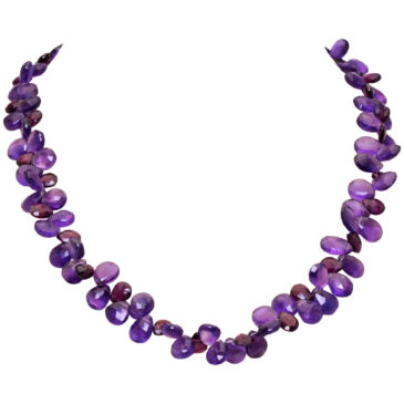 Garnet & Amethyst Gemstone Pear Shape Beads Necklace