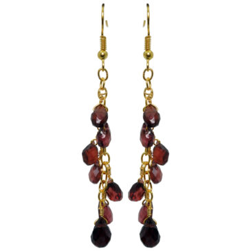 Garnet Gemstones Beaded Earrings Made In .925 Sterling Silver