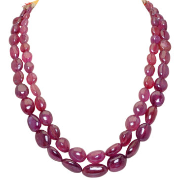 Gehna Jaipur 2 Rows Necklace Of Natural Ruby Gemstone Tumbles  For Girls & Women RB-1018