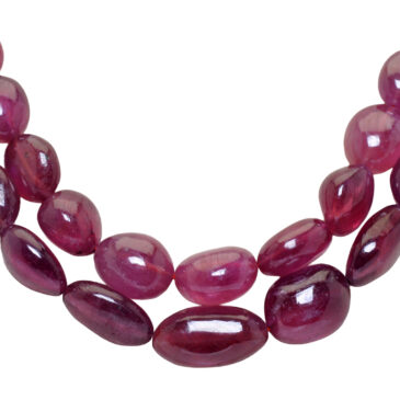 Gehna Jaipur 2 Rows Necklace Of Natural Ruby Gemstone Tumbles  For Girls & Women RB-1018