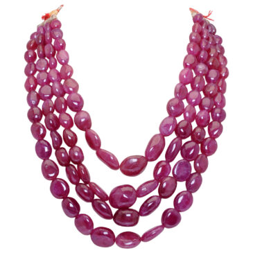 Gehna Jaipur 4 Rows Necklace Of Natural Ruby Gemstone Tumbles  For Girls & Women RB-1019