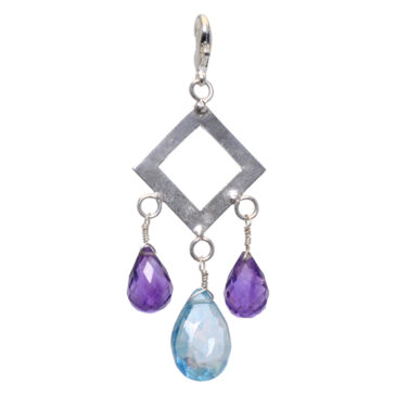 Aquamarine & Amethyst Gemstone Studded Pendant & Earring Set