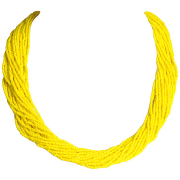 21 Rows Yellow Color Glass Bead Necklace