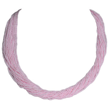 21 Rows Pink Color Glass Bead Necklace