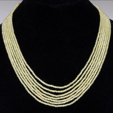 7 Rows Lemon Topaz Color Cubic Zirconia Bead Necklace