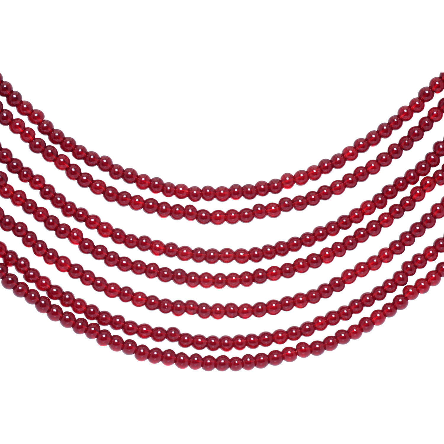 7 Rows Red Garnet Color Cubic Zirconia Bead Necklace - Image 2