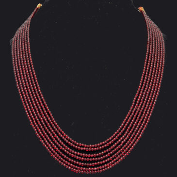 7 Rows Red Garnet Color Cubic Zirconia Bead Necklace