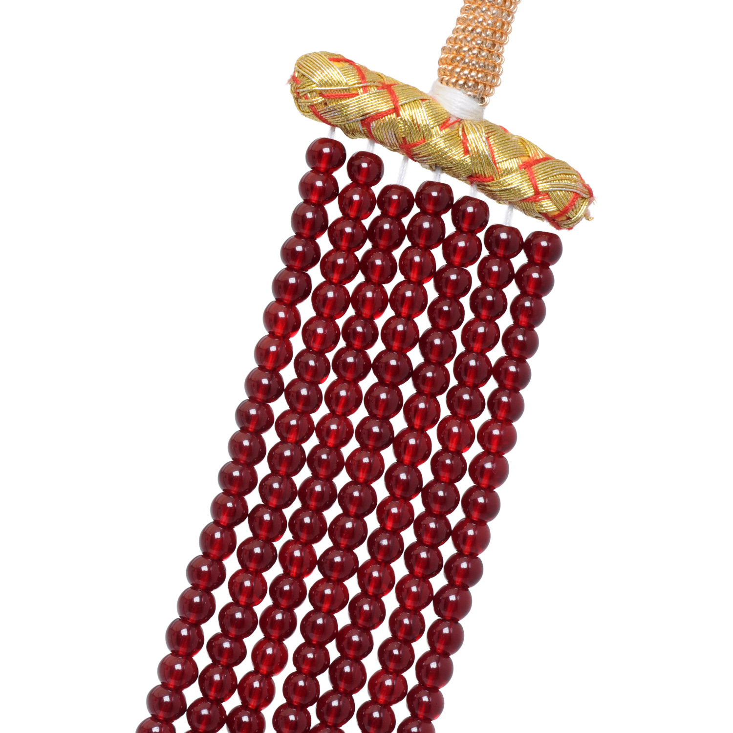 7 Rows Red Garnet Color Cubic Zirconia Bead Necklace - Image 4