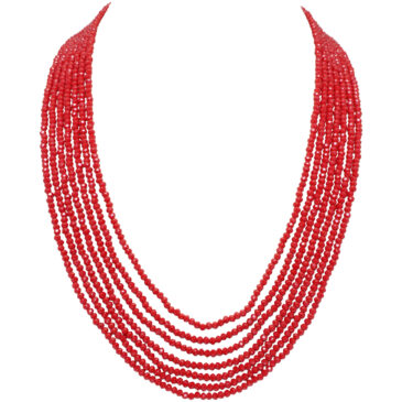 7 Rows Ruby Color Cubic Zirconia Bead Necklace