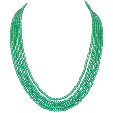 5 Rows Emerald Color Cubic Zirconia Bead Necklace
