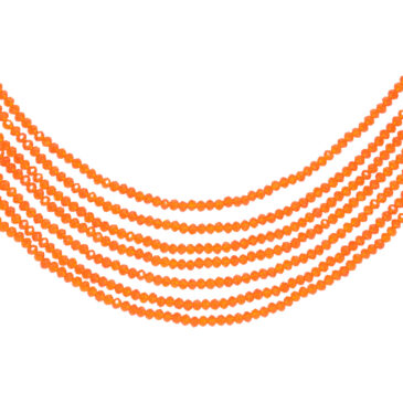 7 Rows Carnelian Color Cubic Zirconia Bead Necklace