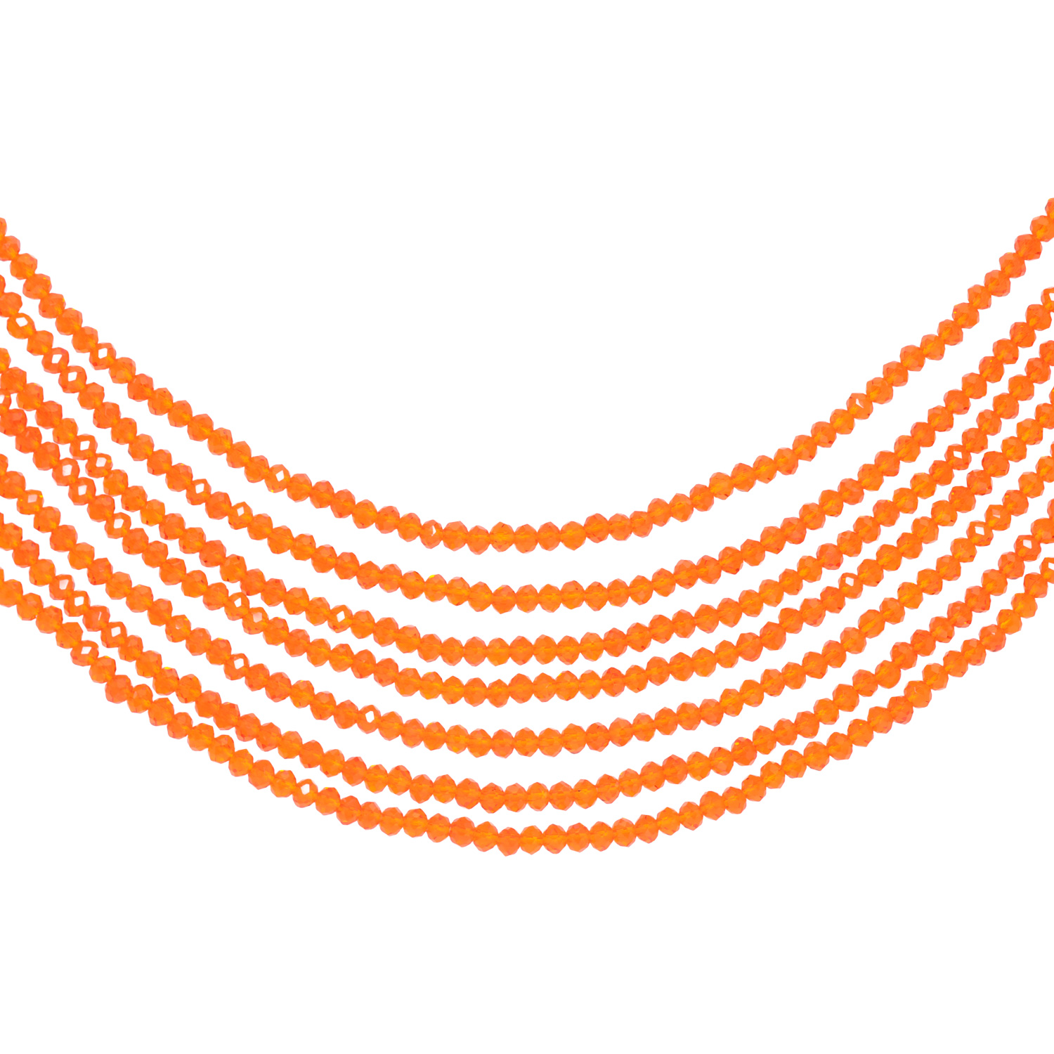 7 Rows Carnelian Color Cubic Zirconia Bead Necklace - Image 2