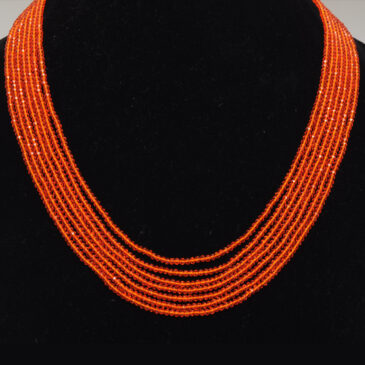 7 Rows Carnelian Color Cubic Zirconia Bead Necklace