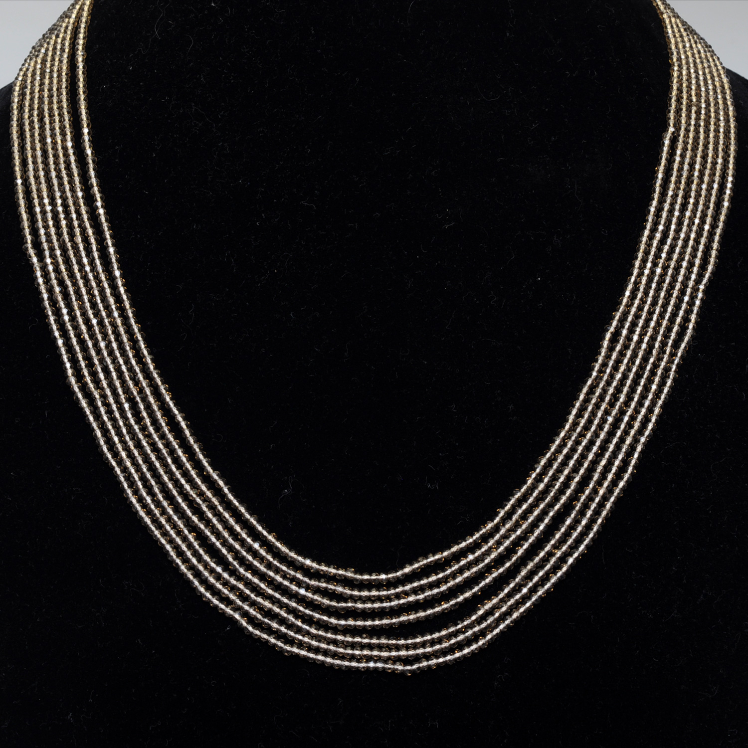7 Rows Smoky Color Quartz Bead Necklace