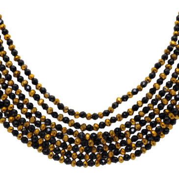 7 Rows Black & gold Pyrite Color Cubic Zirconia Bead Necklace