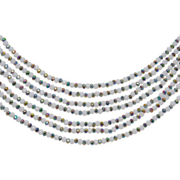 7 Rows Moonstone & Multi Pyrite Color Cubic Zirconia Bead Necklace