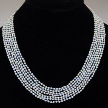 7 Rows Moonstone & Multi Pyrite Color Cubic Zirconia Bead Necklace