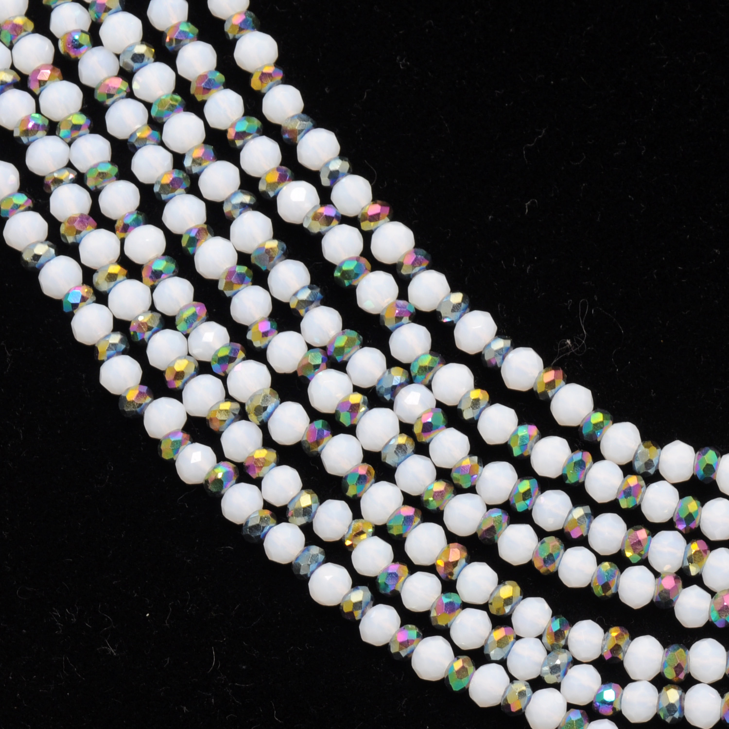 7 Rows Moonstone & Multi Pyrite Color Cubic Zirconia Bead Necklace - Image 4