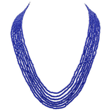 7 Rows Lapis Color Cubic Zirconia Bead Necklace