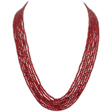 7 Rows Garnet Color Cubic Zirconia Bead Necklace