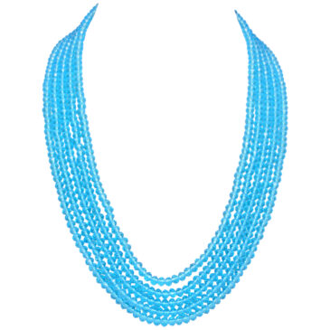 5 Rows Blue Topaz Color Cubic Zirconia Bead Necklace