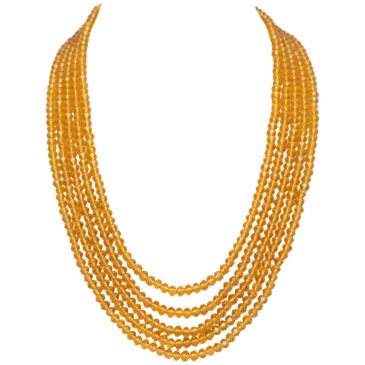 5 Rows Citrine Color Cubic Zirconia Bead Necklace