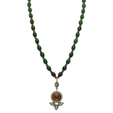 Red Jasper & Topaz Color Stone Pendant With C.Z Beads