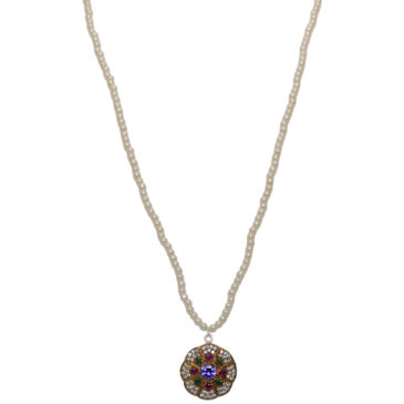 Amethyst & Multi Color Stone Pendant With Pearl Beads
