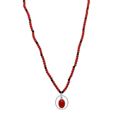 Red Jasper Color Stone Pendant With C.Z Beads
