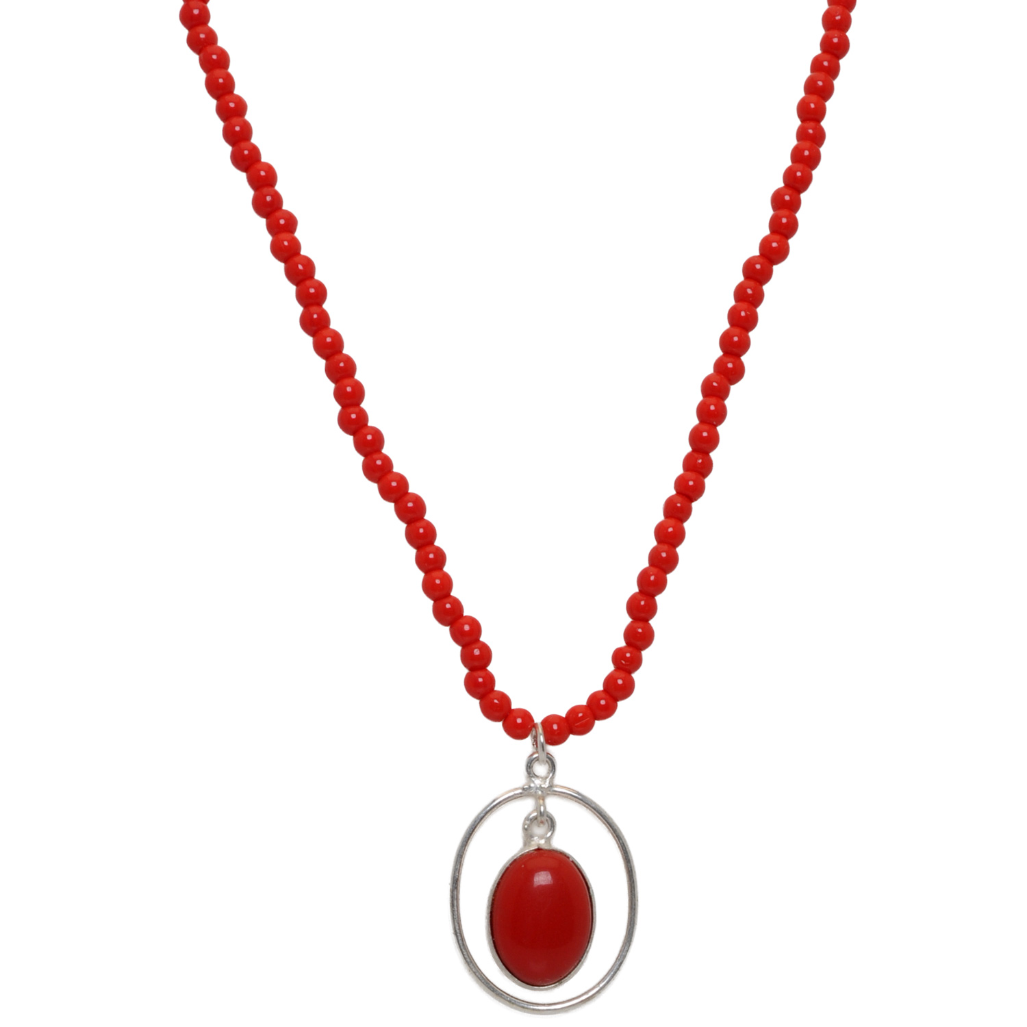 Red Jasper Color Stone Pendant With C.Z Beads - Image 4