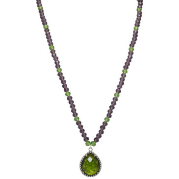 Peridot Color Stone Pendant With C.Z Beads