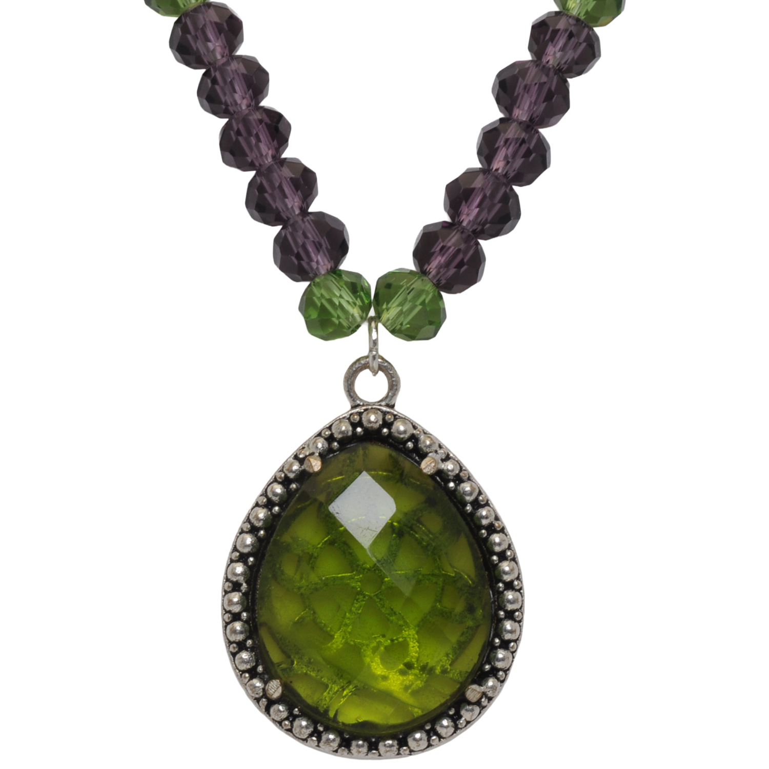 Peridot Color Stone Pendant With C.Z Beads - Image 2