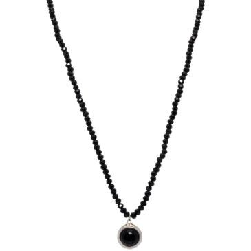 Black Onyx Color Stone Pendant With C.Z Beads
