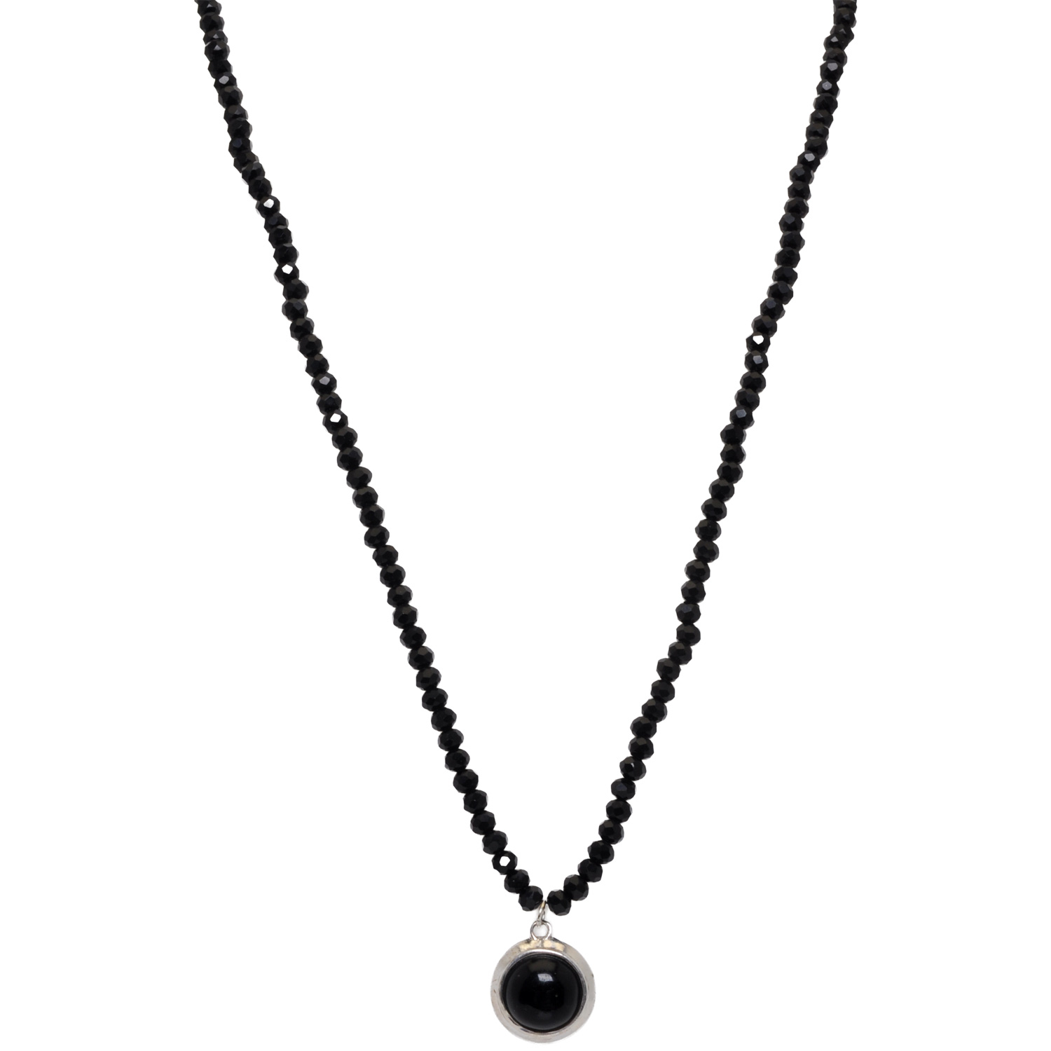 Black Onyx Color Stone Pendant With C.Z Beads