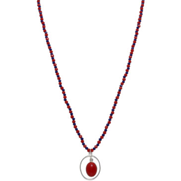 Red Jasper Color Stone Pendant With C.Z Beads