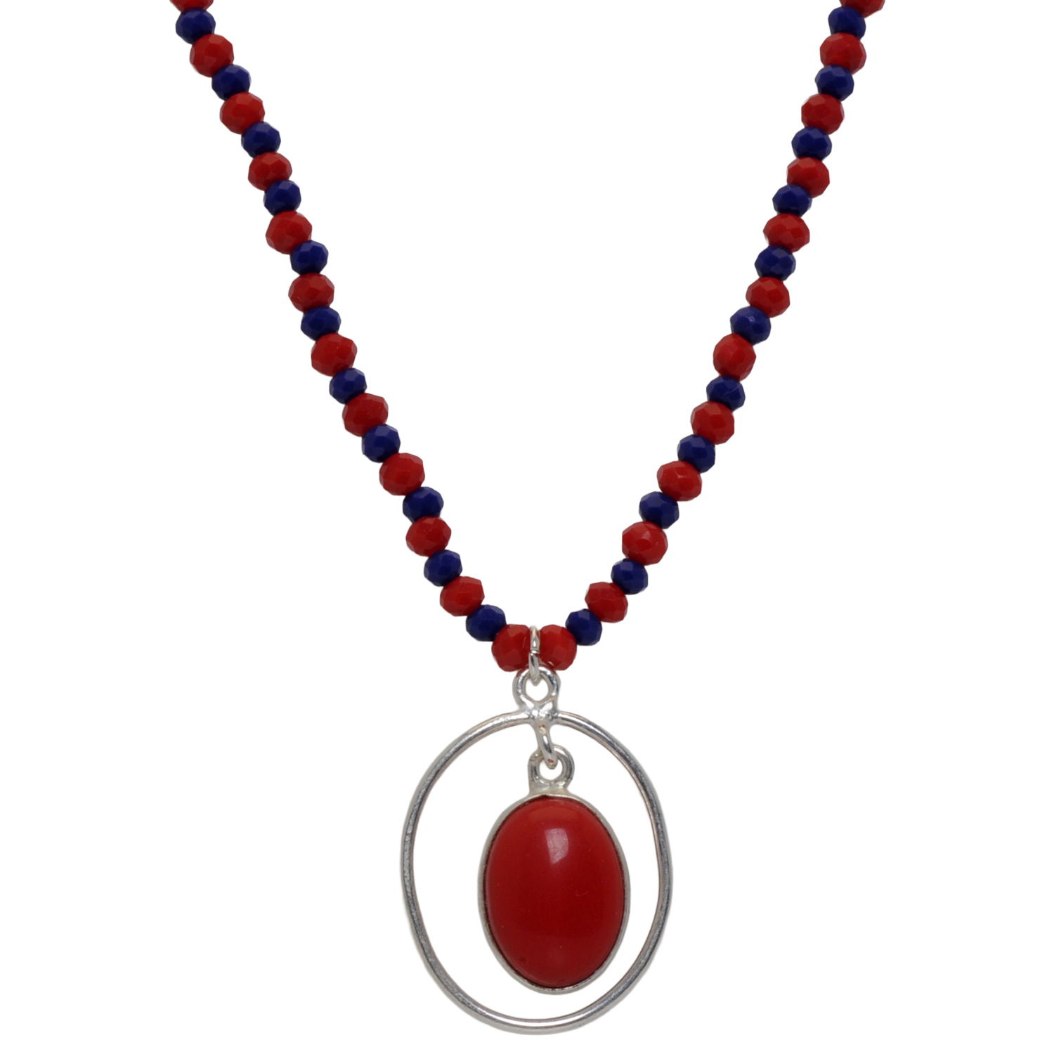 Red Jasper Color Stone Pendant With C.Z Beads - Image 4