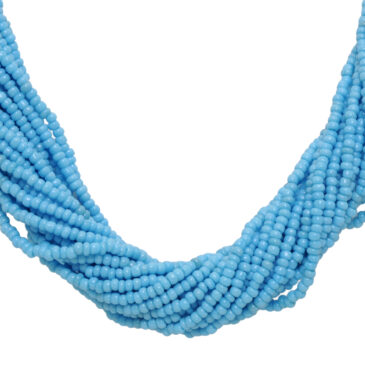 21 Rows Turquoise Blue Color Glass Bead Necklace