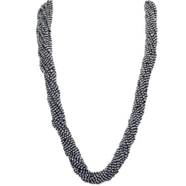21 Rows Black & Grey Color Glass Bead Necklace