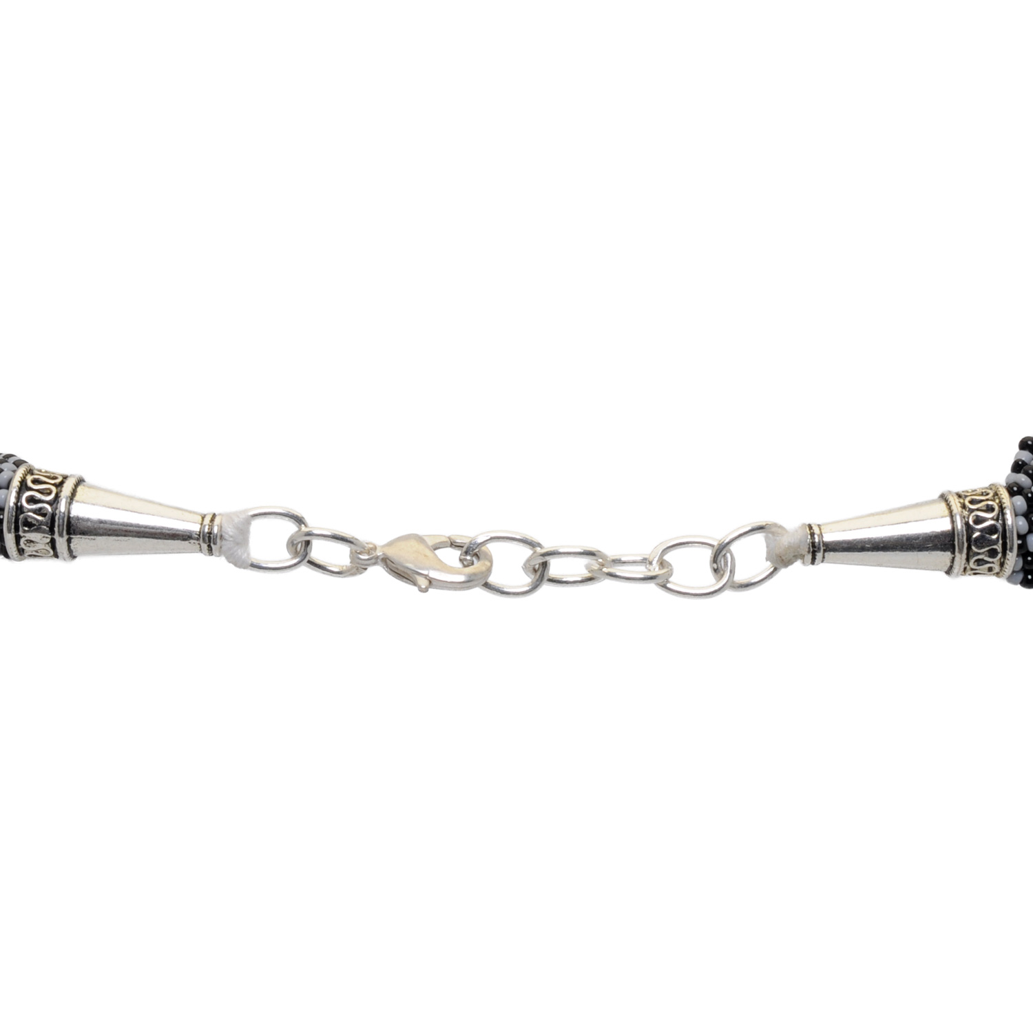 21 Rows Black & Grey Color Glass Bead Necklace - Image 3