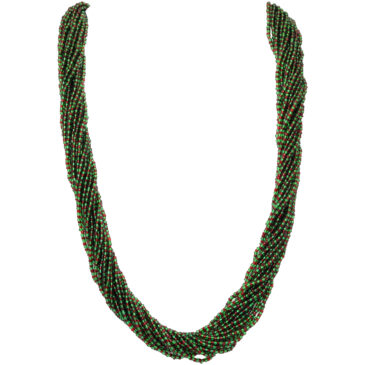 21 Rows Red & Green Color Glass Bead Necklace