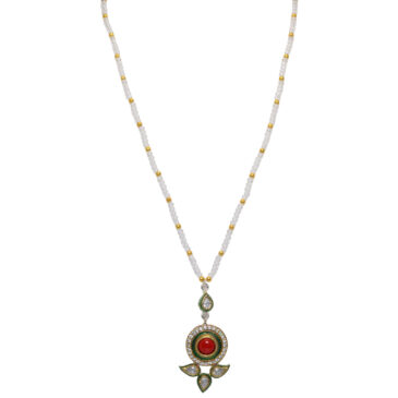 Crystal Color Stone Pendant With C.Z Beads
