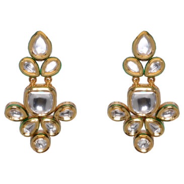 Moissanite Rose Cut Polkies Studded Gold-Plated Earrings